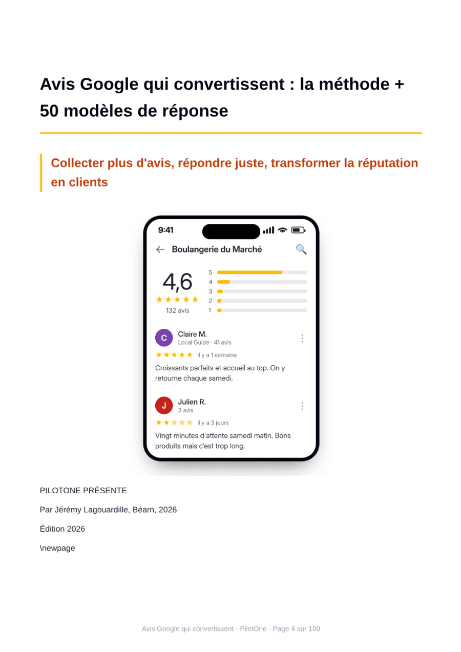 Avis Google qui convertissent : la méthode + 50 modèles de réponse — aperçu 1