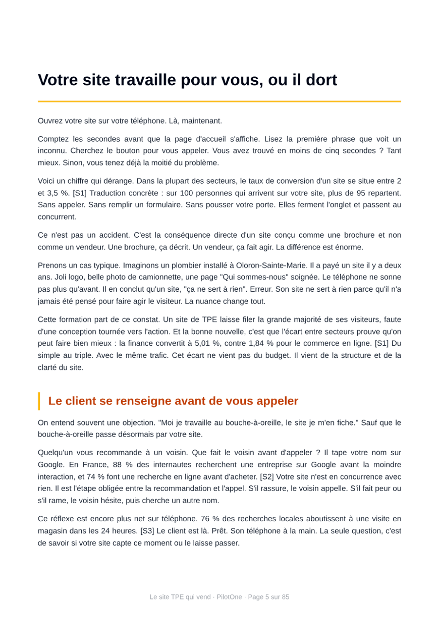 Le site TPE qui vend en 7 pages clés — aperçu 1